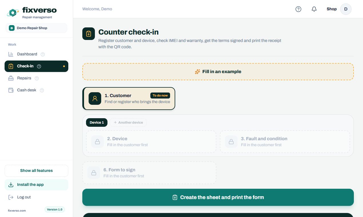 Check in a device in a minute